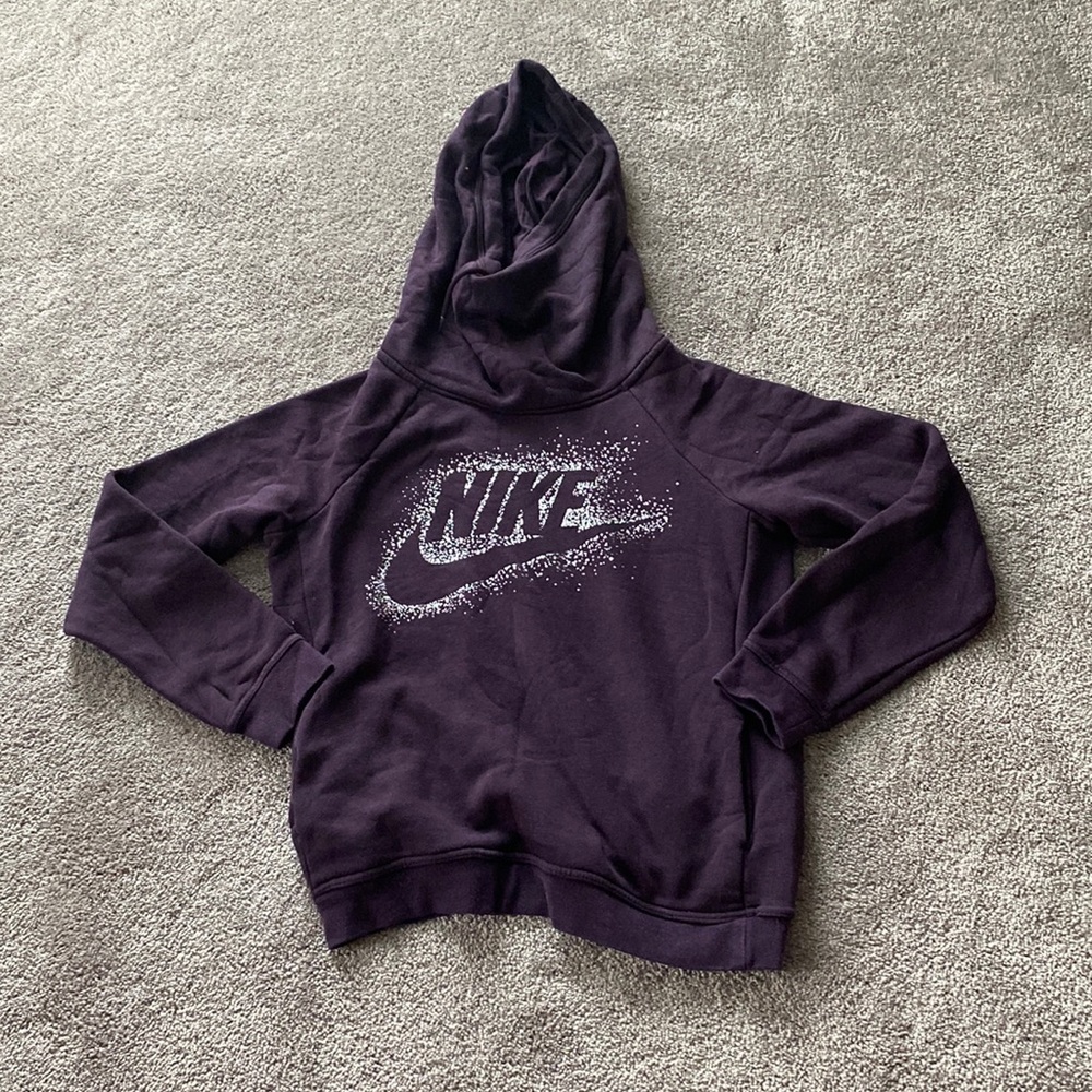 Nike Women's Pullover Hoodie Purple Graphic Logo Sweatshirt Size S